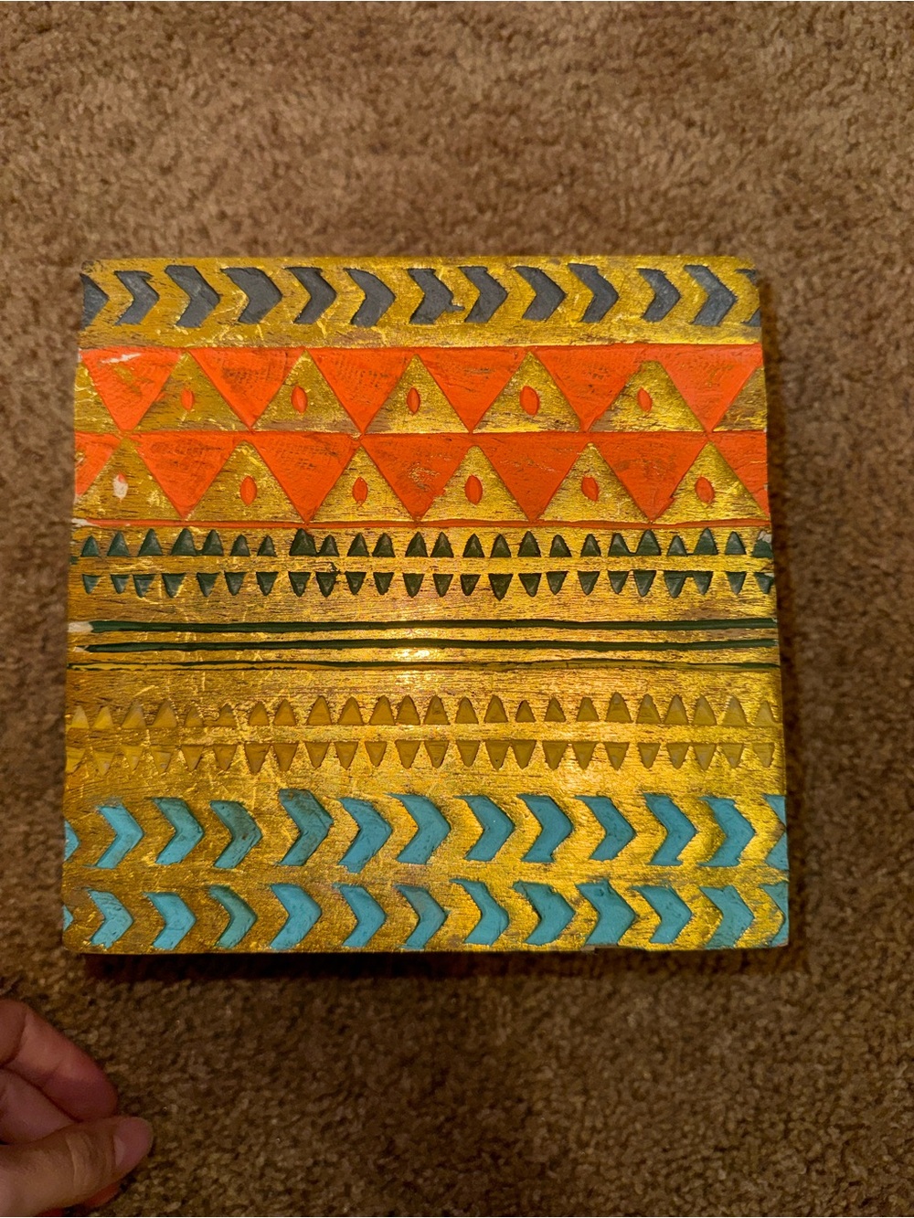 Boho/Western/Aztec Wooden Trinket Box